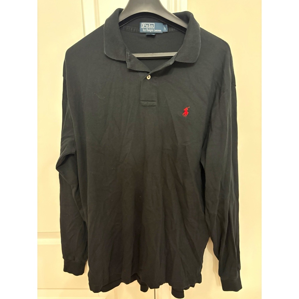Polo Ralph Lauren Polo Shirt Men's L Classic Fit Black Long Sleeve Pony Logo